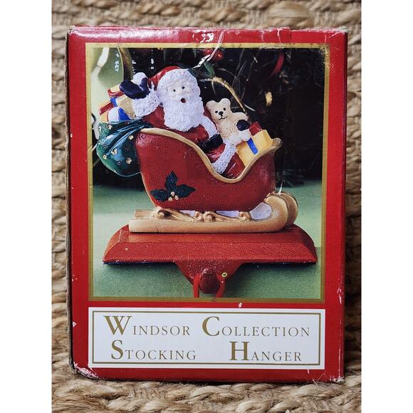 Vtg. Windsor Collection Christmas Stocking Holder Hanger Cast Iron Santa Sleigh - Picture 1 of 11